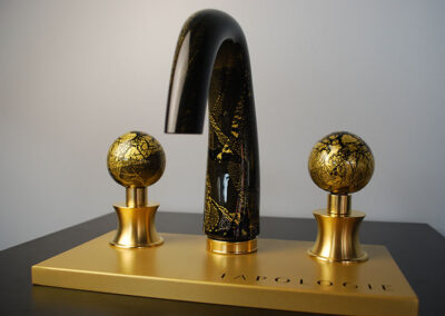 Black with Gold Glass Faucet