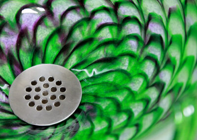 Green on Clear Glass Sink
