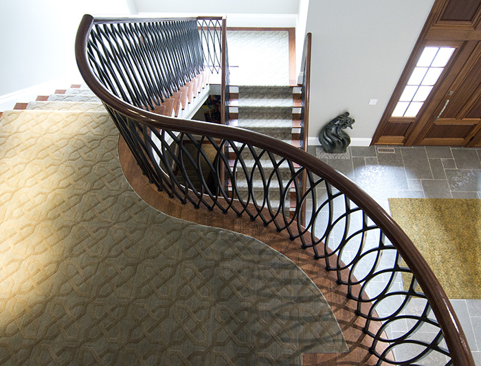 custom metal railing for private residence, intricate metal railing fabrication