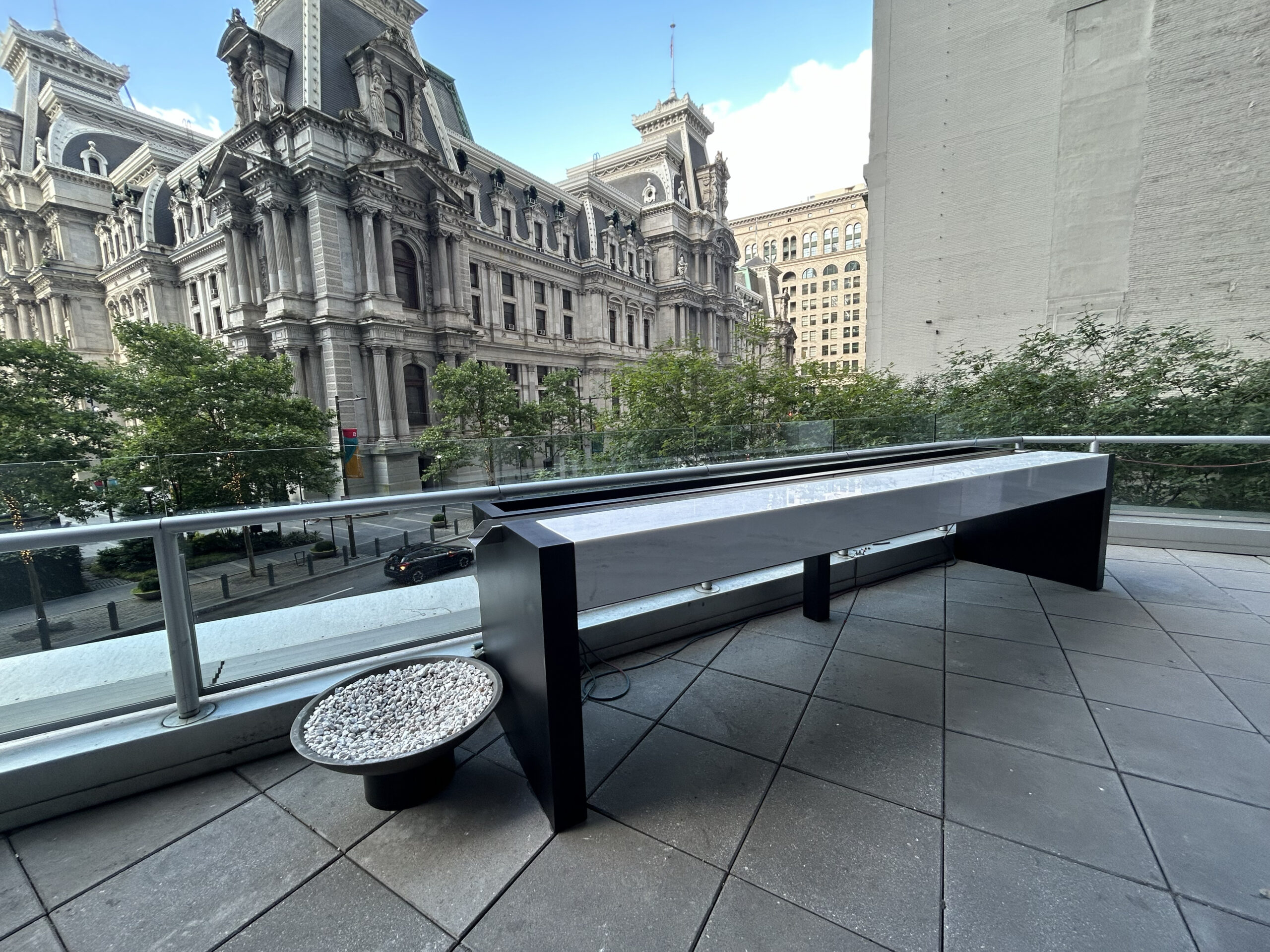 Marble stainless steel water table at the Ritz-Carlton