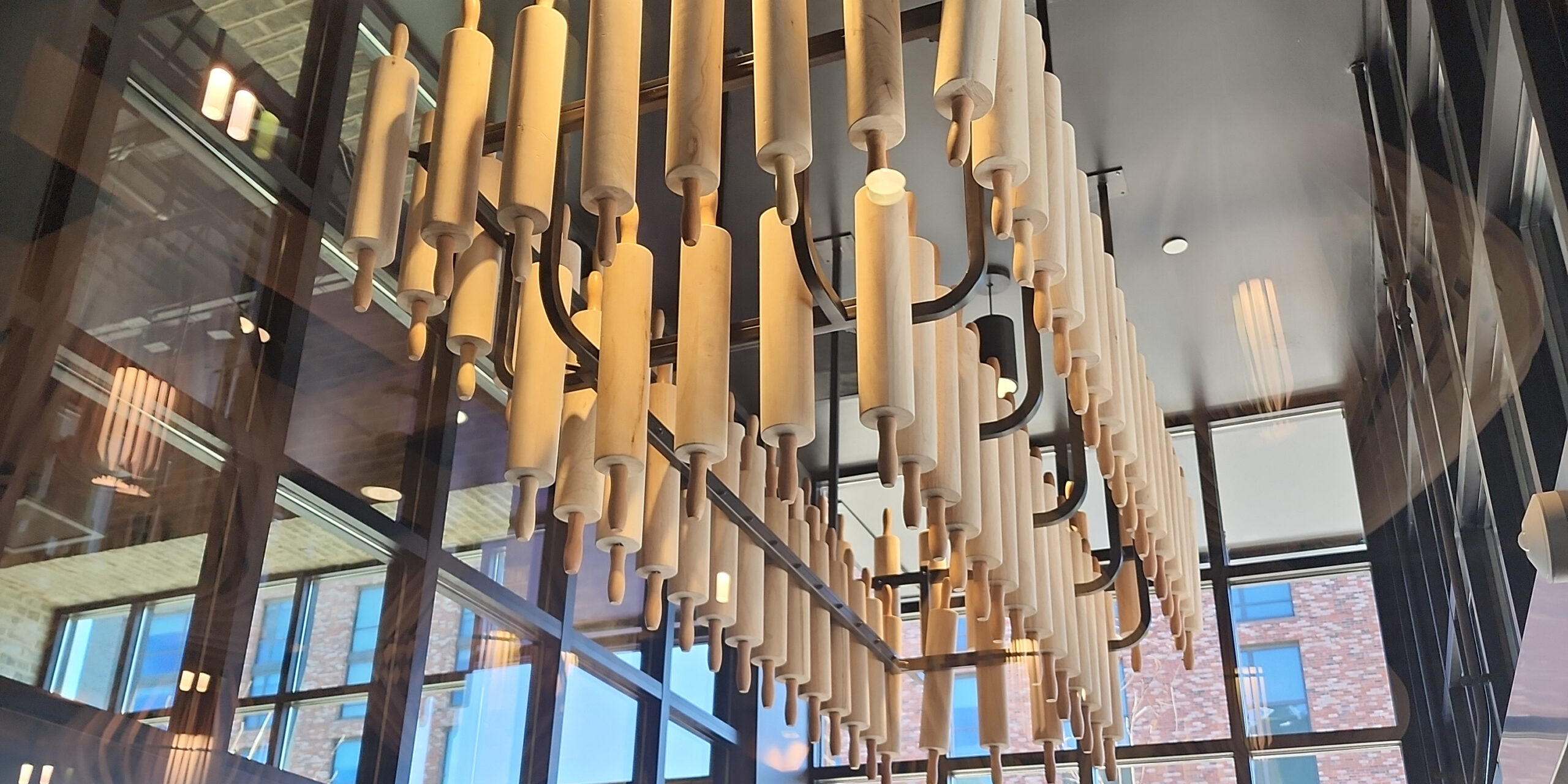 Chandelier made with rolling pins